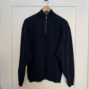 Tommy Bahama Sweater Mens Sz XL Blue 1/4 Zip Mock Neck Pullover Preppy Outdoor